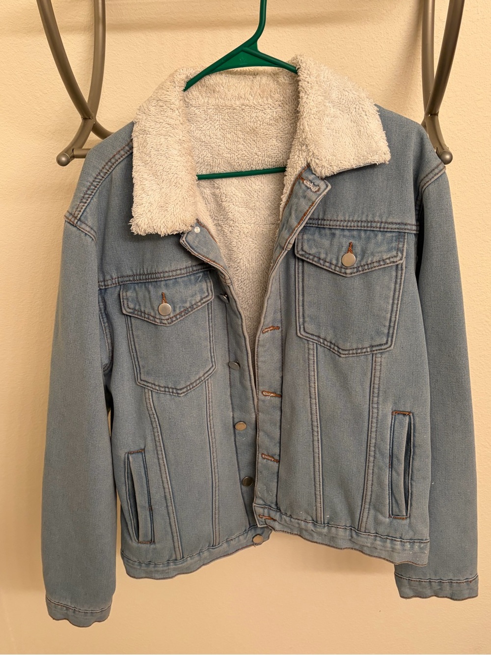 Light Blue Sherpa-Lined Denim Jacket for Men